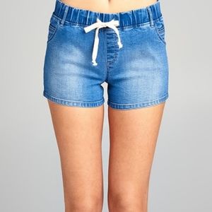 Active USA Blue Tie Waist Denim Shorts - Women NWOT Size Small